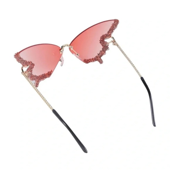 Pink Butterfly Crystal Sunglasses - Picture 3 of 7